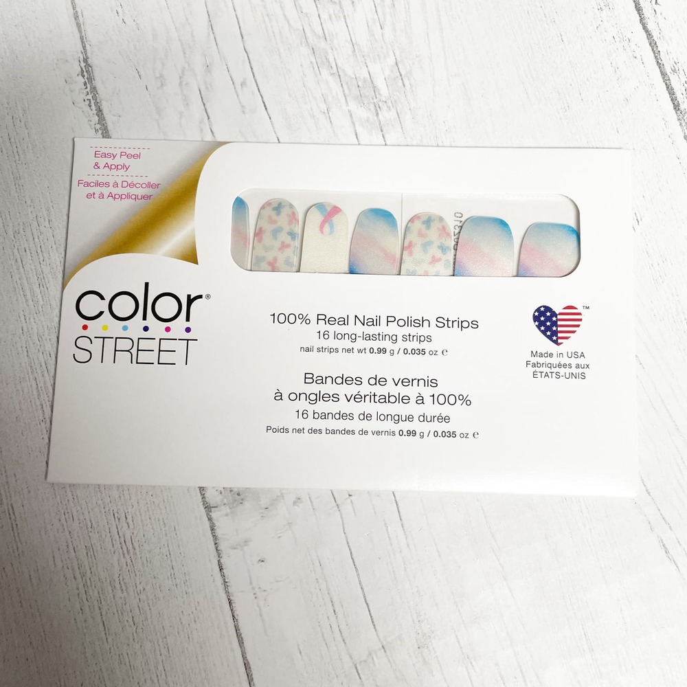 Color Street Real Nail Polish Strips Pregnancy Loss Pink Blue Never Forgotten